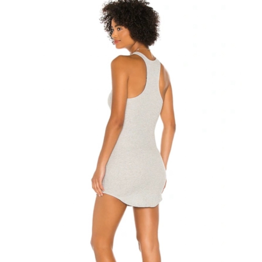 H:ours Racer gray waffle knit racerback bodycon mini dress - Picture 2 of 10